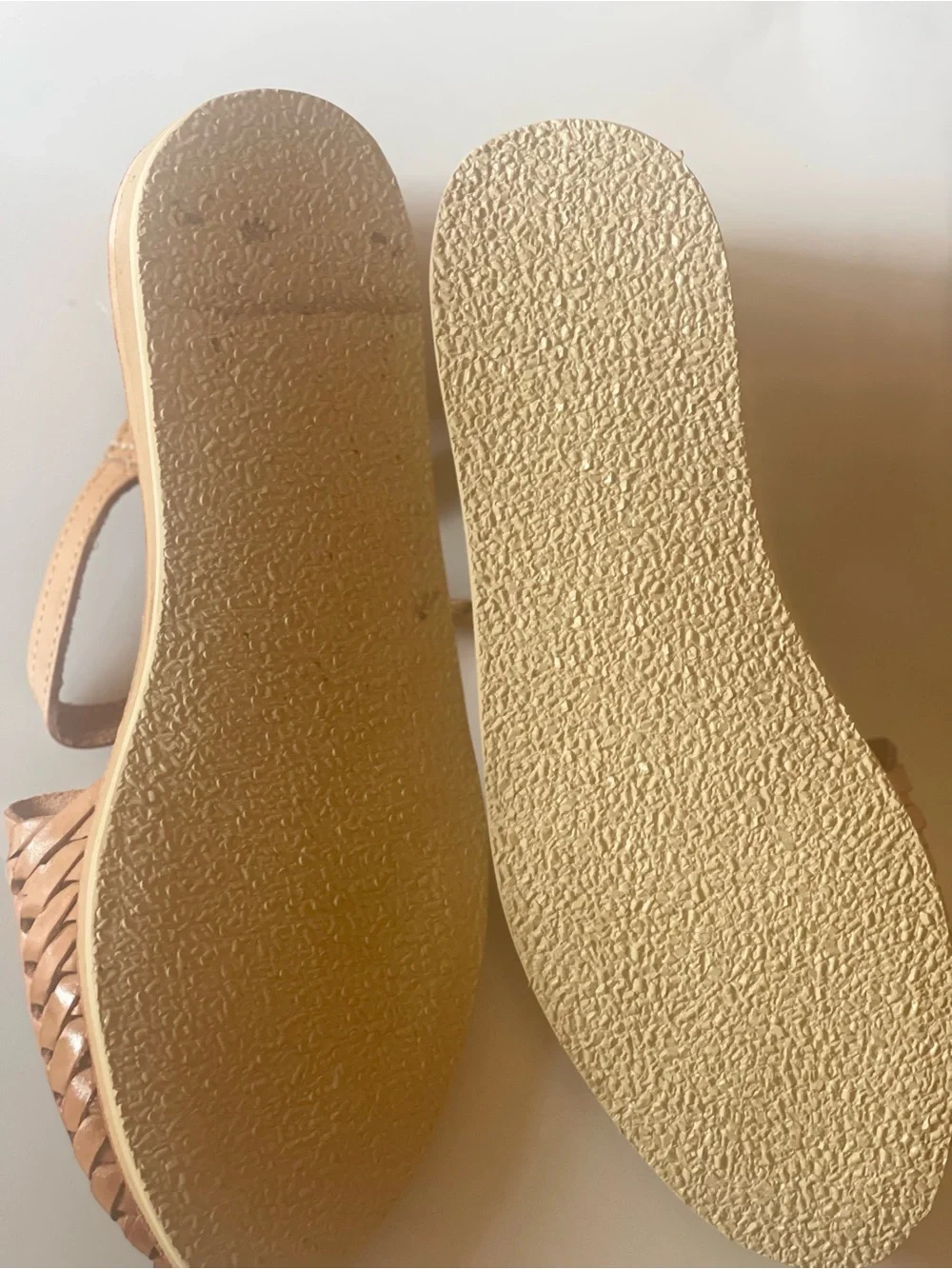 Tan Leather Women’s Espadrilles with Blue Butterfly Embroidery